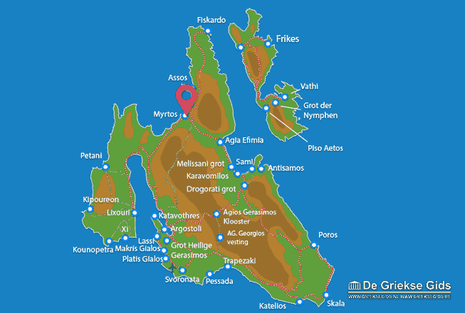 Waar ligt Myrtos Waar ligt Kefalonia