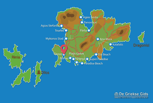 Waar ligt Ornos Waar ligt Mykonos