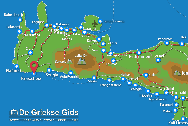 Waar ligt Paleochora Waar ligt Chania Kreta