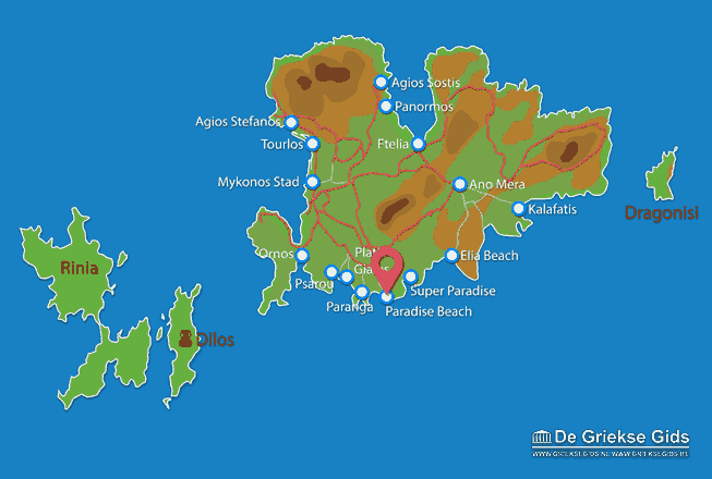 Waar ligt Paradise Beach Waar ligt Mykonos