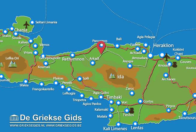 Waar ligt Perama Waar ligt Rethymnon Kreta