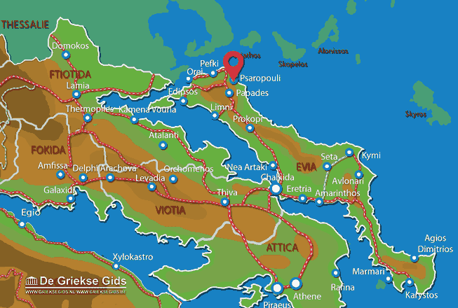Waar ligt Psaropouli Waar ligt Evia