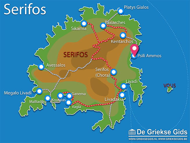 Waar ligt Psili Ammos Waar ligt Serifos