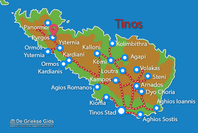 Waar ligt Pyrgos Waar ligt Tinos