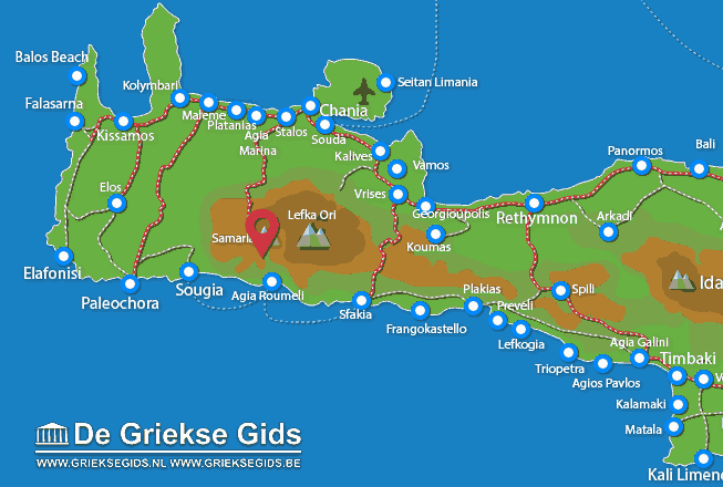 Waar ligt Samariakloof Waar ligt Chania Kreta