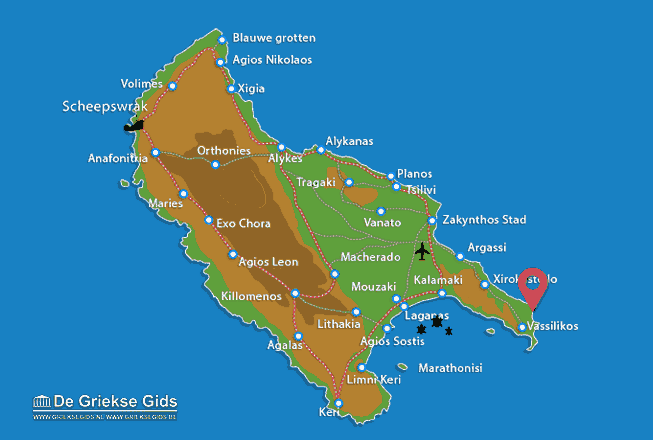 Waar ligt St. Nicolas bay Waar ligt Zakynthos