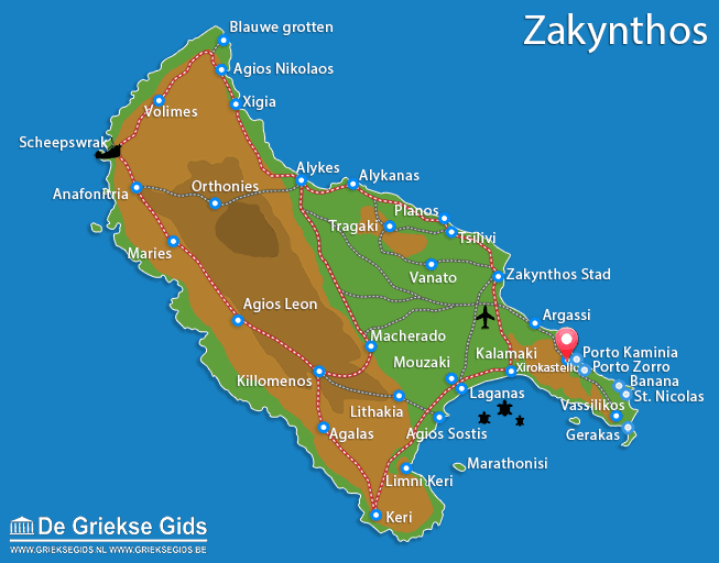 Waar ligt Xirokastello Waar ligt Zakynthos
