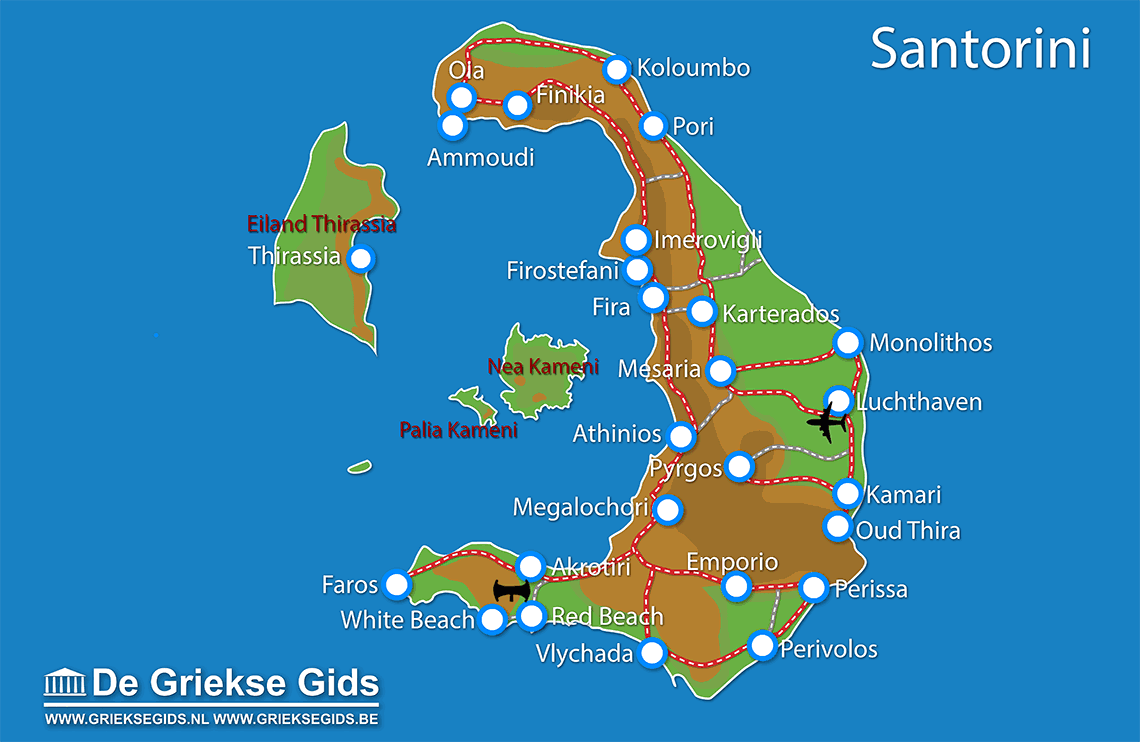 Arena Pa samenvoegen Kaart Santorini - Interactieve landkaart - plattegrond