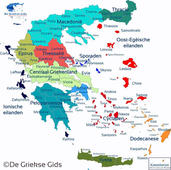 Kaart van Griekenland met de Griekse eilanden