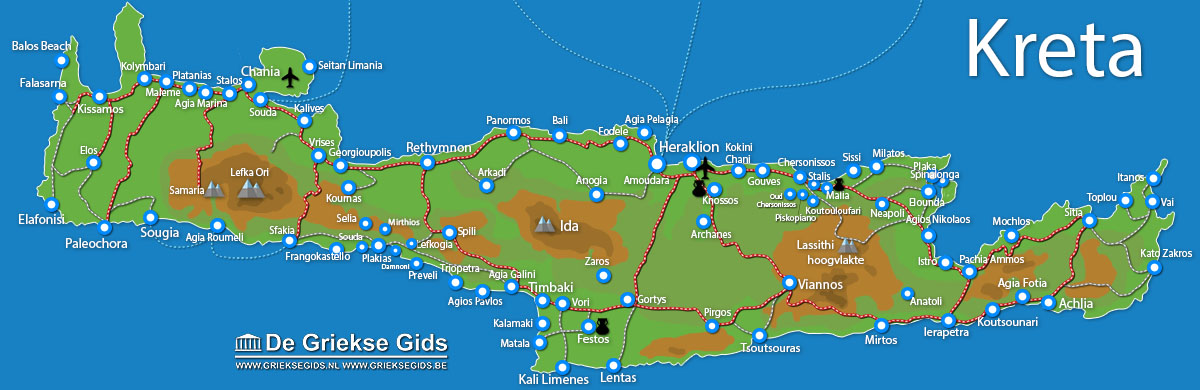 Kaart Kreta - Plattegrond Kreta