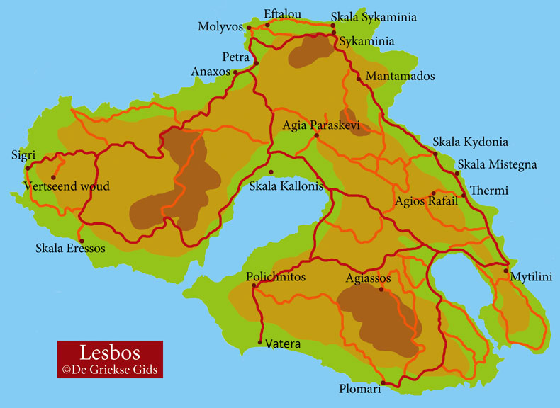 Lesbos kaart - Plattegrond