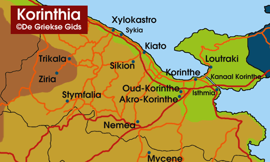 Landkaart / Plattegrond Korinthia