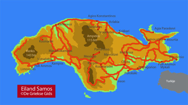 De interactive landkaart van Samos