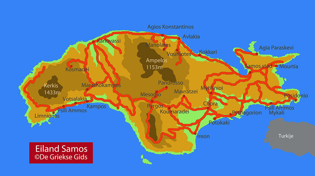 Kaart Samos - Plattegrond Samos